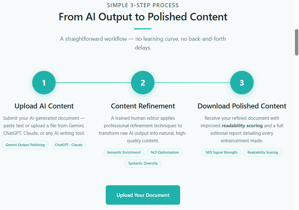 A user demonstrating how to humanize AI text using the GeminiEditor cloud platform