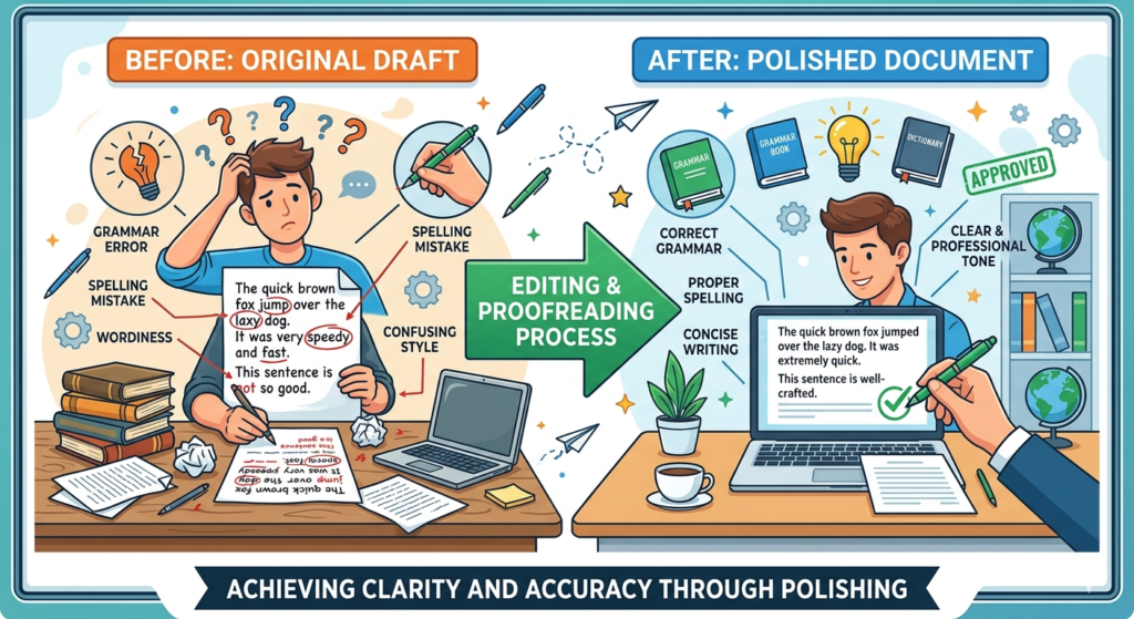 Proofreading, Rewriting & Content Refinement by Human Editors
